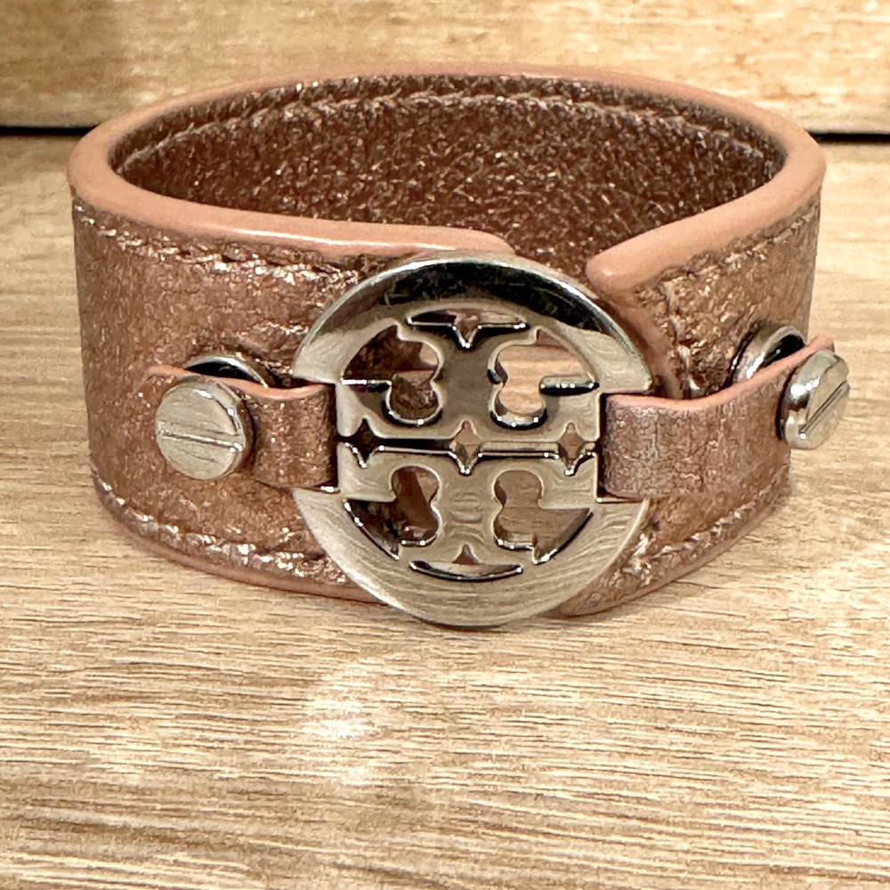Tory Bruch Rose Gold Leather Bracelet Cuff